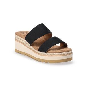 TOMS Lilo Platform Wedge Slip on Black Sandals Women Size 6 NWT